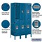 Salsbury Industries Wardrobe Locker, 66inHx15inD, 2 Tiers, Blue 62355BL-U